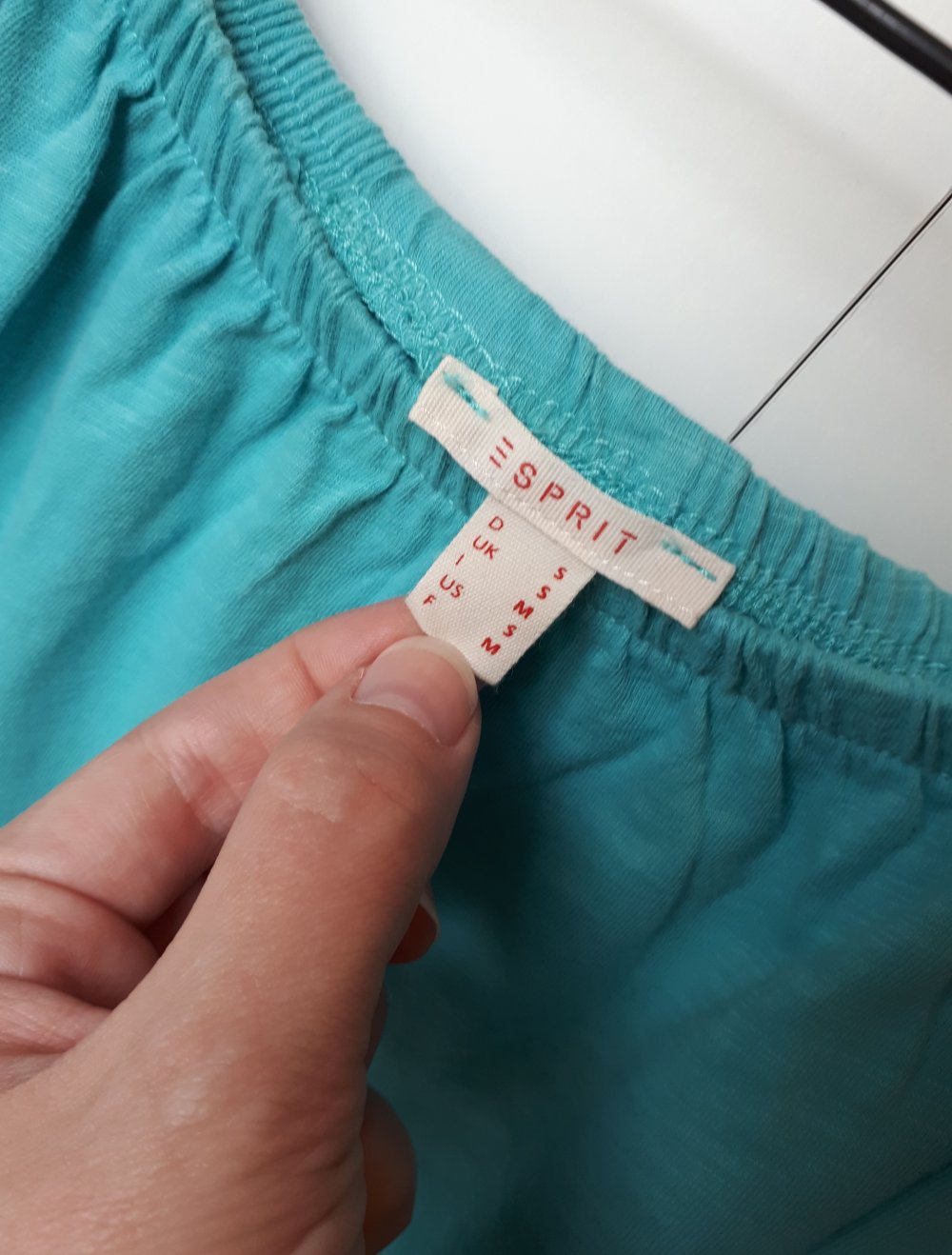 Türkises Esprit Rundhalsshirt Größe S 36 38 Tunika Shirt mit Puffärmeln Volants grün türkis