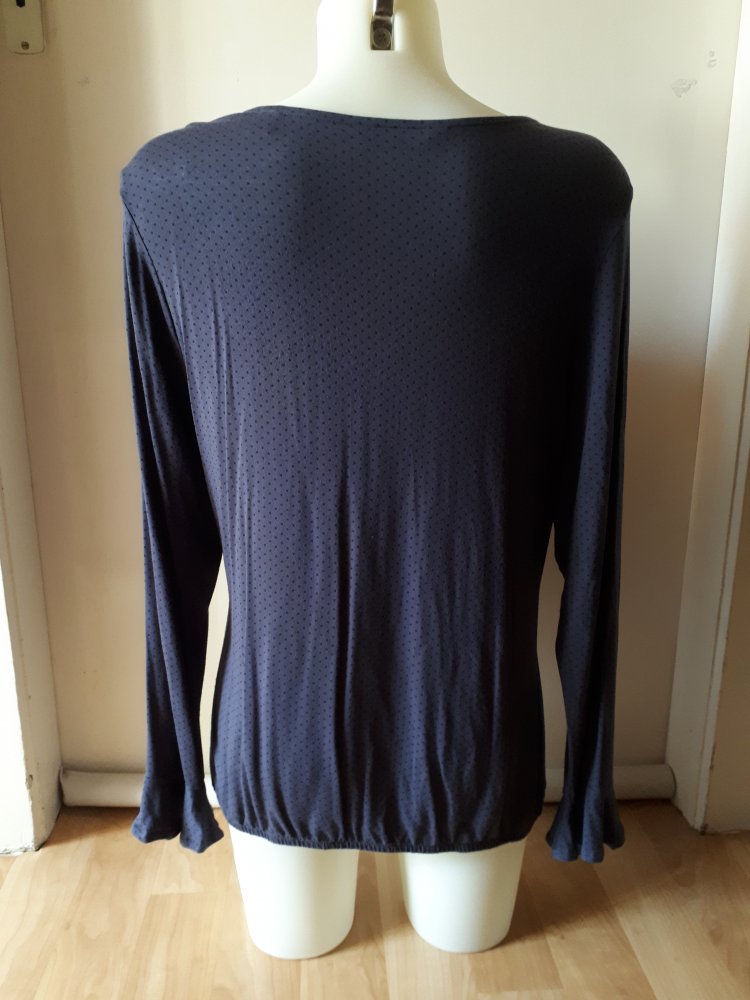Tchibo Shirt mit Punkten und Schleife Größe S 36 38 dunkelblau Viskose Volants