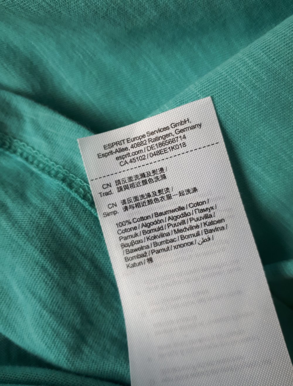 Türkises Esprit Rundhalsshirt Größe S 36 38 Tunika Shirt mit Puffärmeln Volants grün türkis
