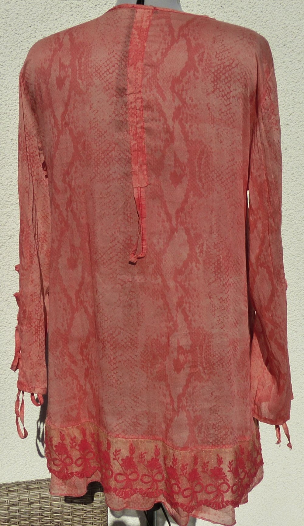Bluse Tunika * Gr. XXL *  orangerot hummer * Baumwolle Seide 