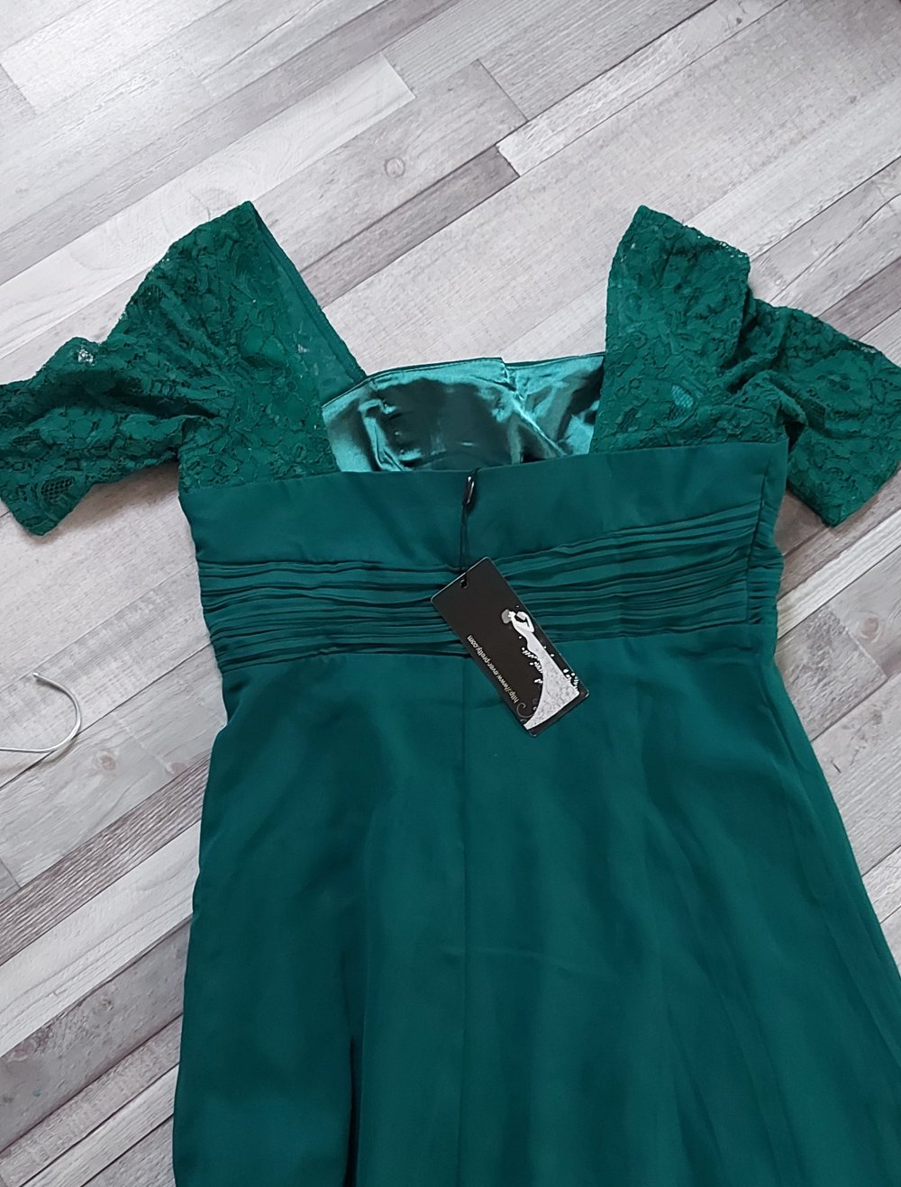 Damen Abendkleid Hochzeitskleid Ballkleid mit Spitze in Dunkelgrün gr.M L