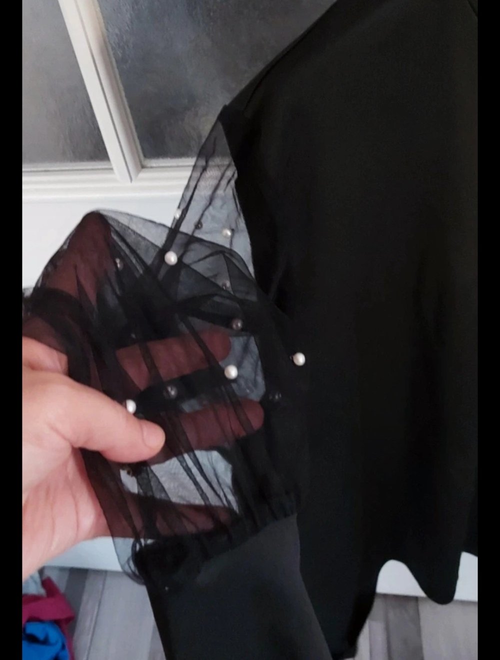 Damen Bluse Tunika mit Perlen gr.L XL