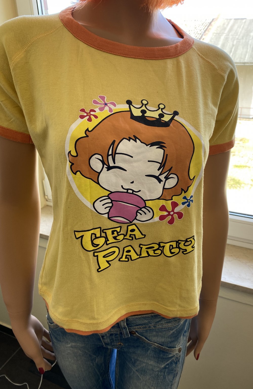 Anime Tea Time Tee Shirt Kawaii Gr. 38 gelb orange Manga Party