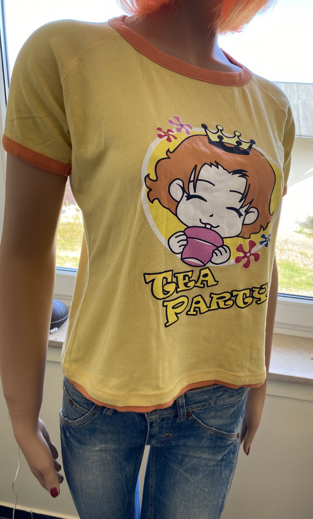 Anime Tea Time Tee Shirt Kawaii Gr. 38 gelb orange Manga Party
