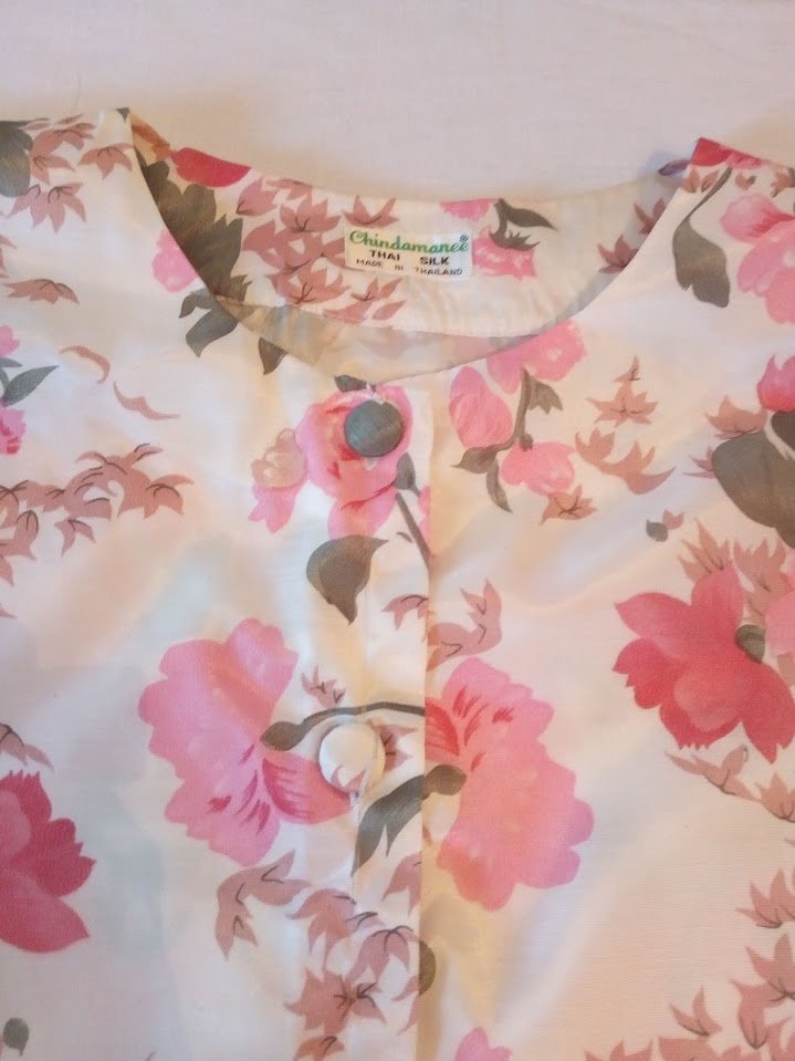 2-teilig, Hosenanzug, Hose, Bluse,Gr.S/ 36/38, Chindamannee THAI SILK, Farbe rosa/weiß