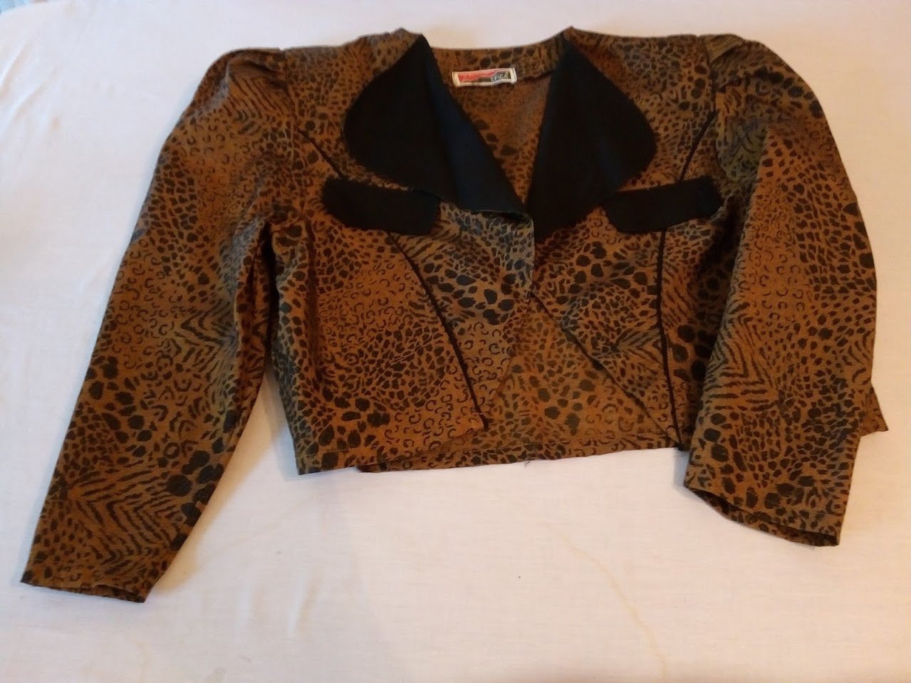2-Teiler, Kostüm, Rock + Bolero, gold-schwarz-getupft, Gr. S/36/38