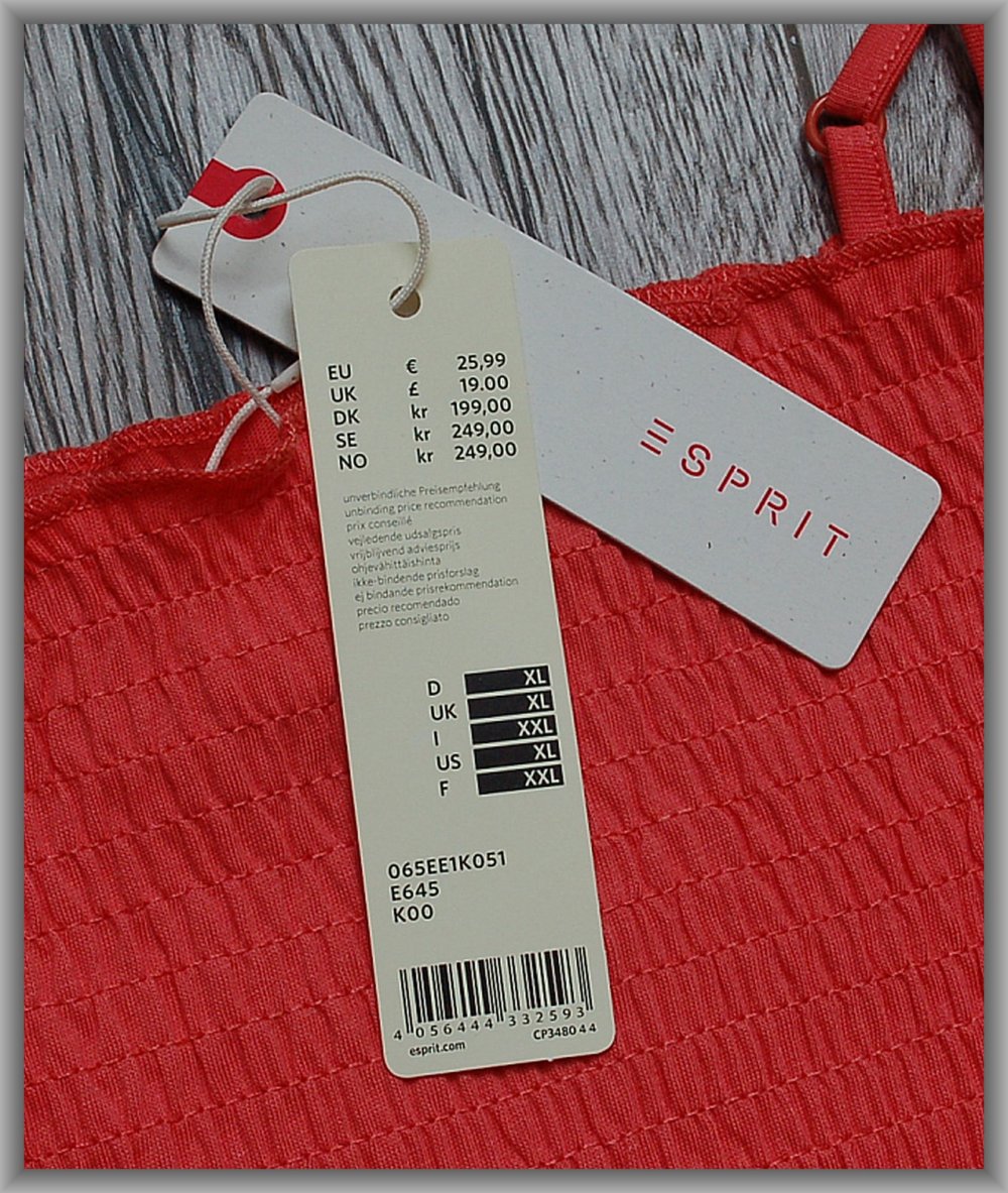 NEU! VK 26 € - Esprit Top in Coral 100% Baumwolle Gr. M 38 Bluse Shirt Tunika