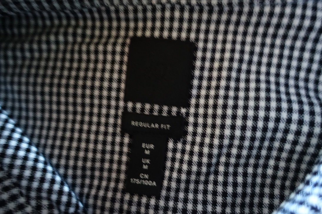 H&M Herren Hemd Regular Fit Gr.M/39 schwarz weiß karo 