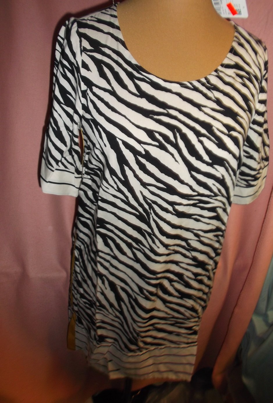 Gina Laura Damen TUNIKA Long- Bluse Gr.S.38/40 beige Leodruck Neu