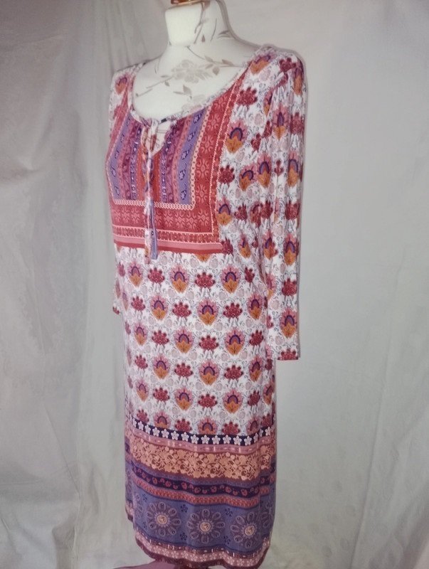 Sheego Damen Kleid Gr.40 L rot lila gemust...toll!