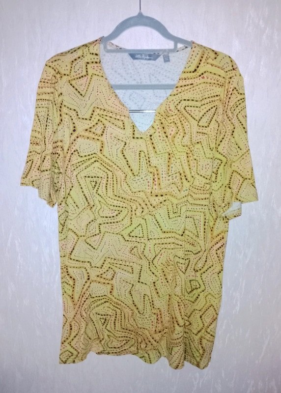 Ulla Popken Damen Marken Tshirt Gr.44 gelb grün Stretch