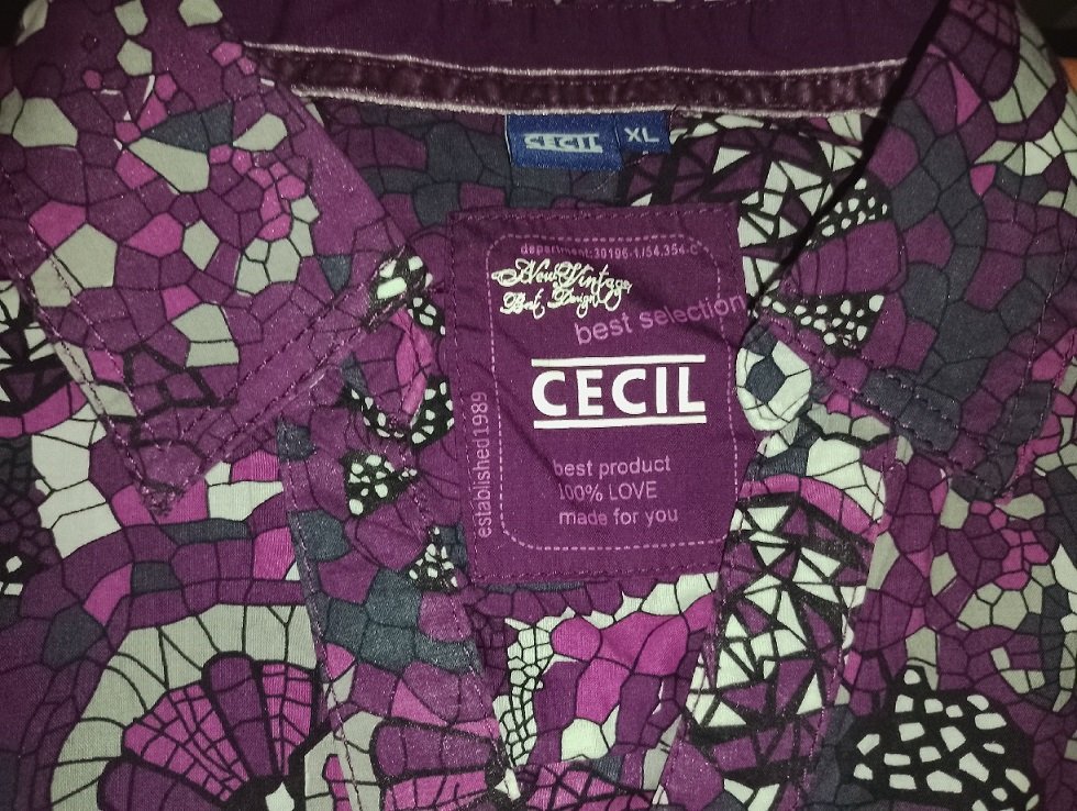 Cecil Damen Marken Baumwoll Bluse Gr.XL lila gemust.