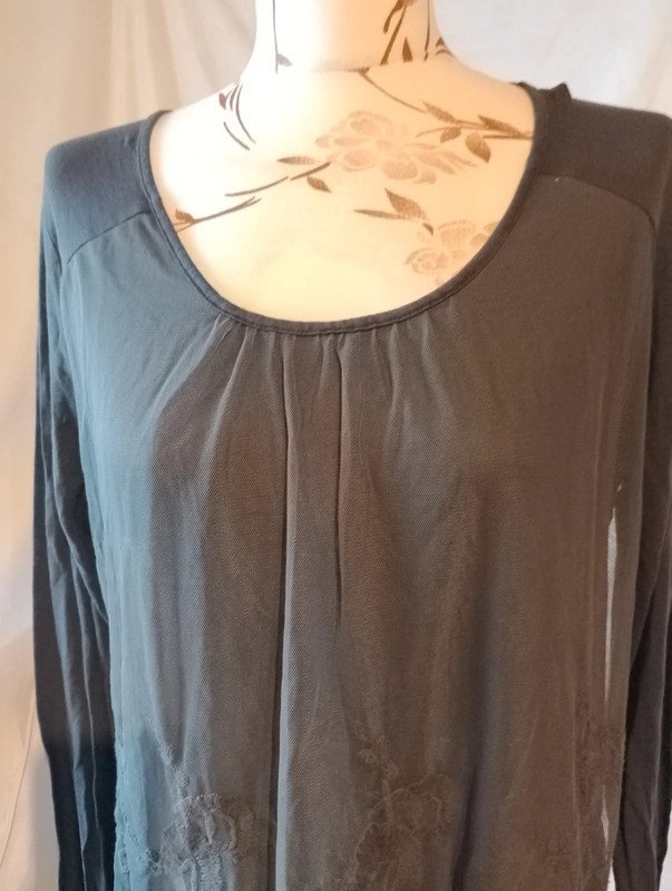Street One Damen Tunika Spitzenshirt Bluse Gr.42 grau