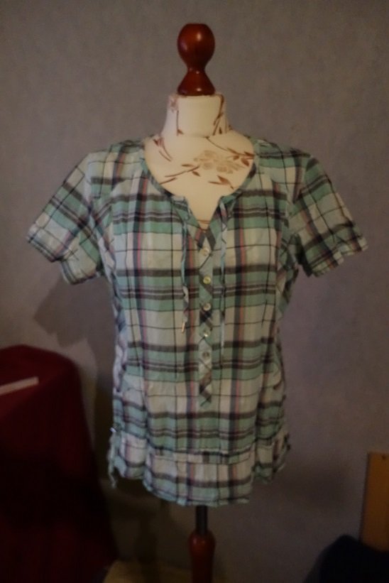 Cecil Damen Marken Sommer Bluse Gr.L 42 türkis kariert