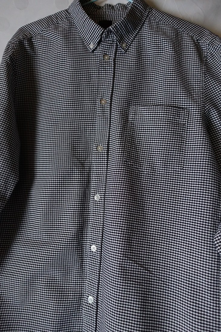 H&M Herren Hemd Regular Fit Gr.M/39 schwarz weiß karo 