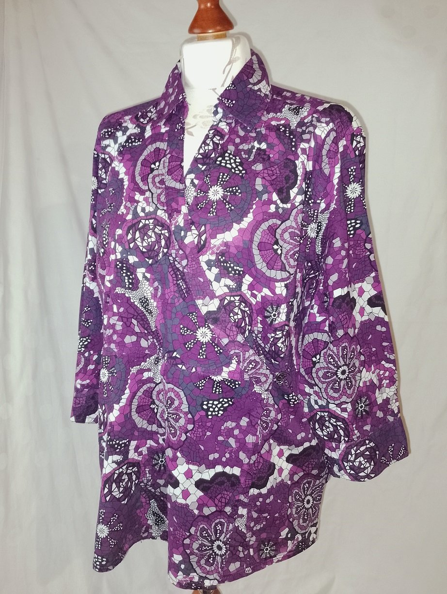 Cecil Damen Marken Baumwoll Bluse Gr.XL lila gemust.