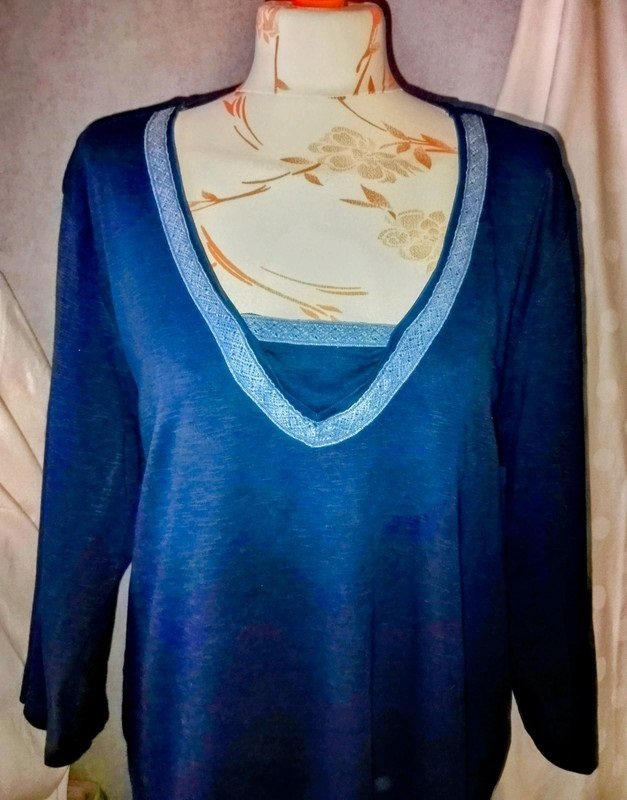 Ulla Popken Pure Damen Marken Sweatshirt Tunika Gr.48 blau