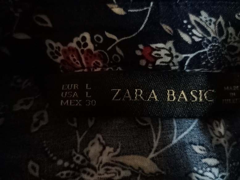 Zara Basic Damen Herbst Bluse Tunika Gr.L 42 blau geblümt