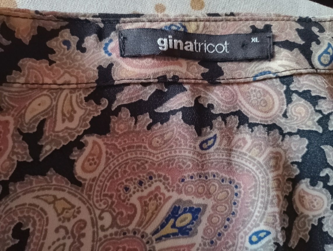 Ginatricot Damen Tunika Long Bluse Gr-44 rosa schwarz gemustert