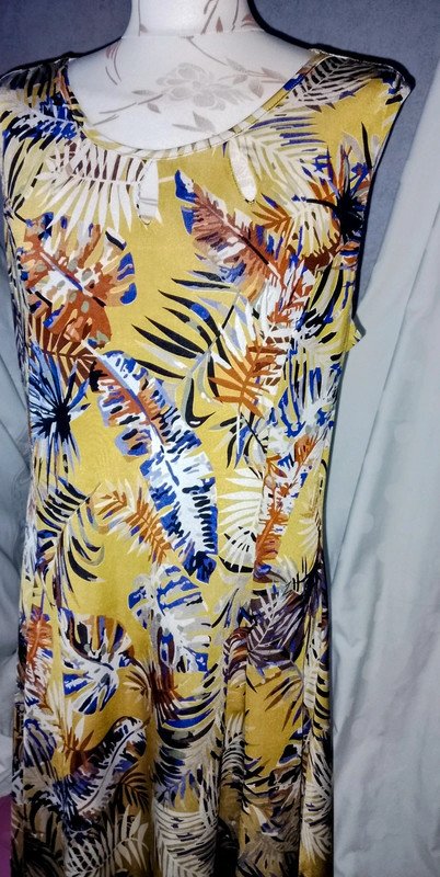 Paprika Damen Marken Sommer Kleid Gr.42/44 curry bunt Blätter