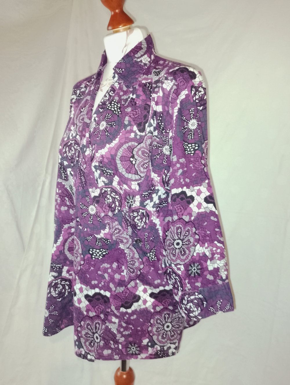 Cecil Damen Marken Baumwoll Bluse Gr.XL lila gemust.