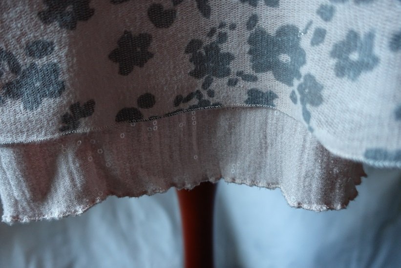 Gina Benotti Damen Tunika Shirt Gr. 48 rosa grau geblümt Glitzer Lagen