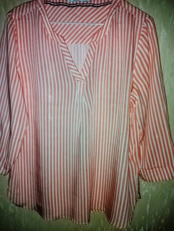 Cecil Damen 3/4 Arm Bluse Gr.42 orange weiß gestreift