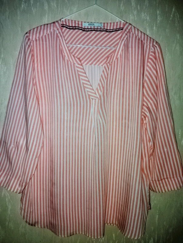 Cecil Damen 3/4 Arm Bluse Gr.42 orange weiß gestreift