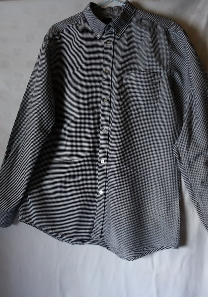 H&M Herren Hemd Regular Fit Gr.M/39 schwarz weiß karo 