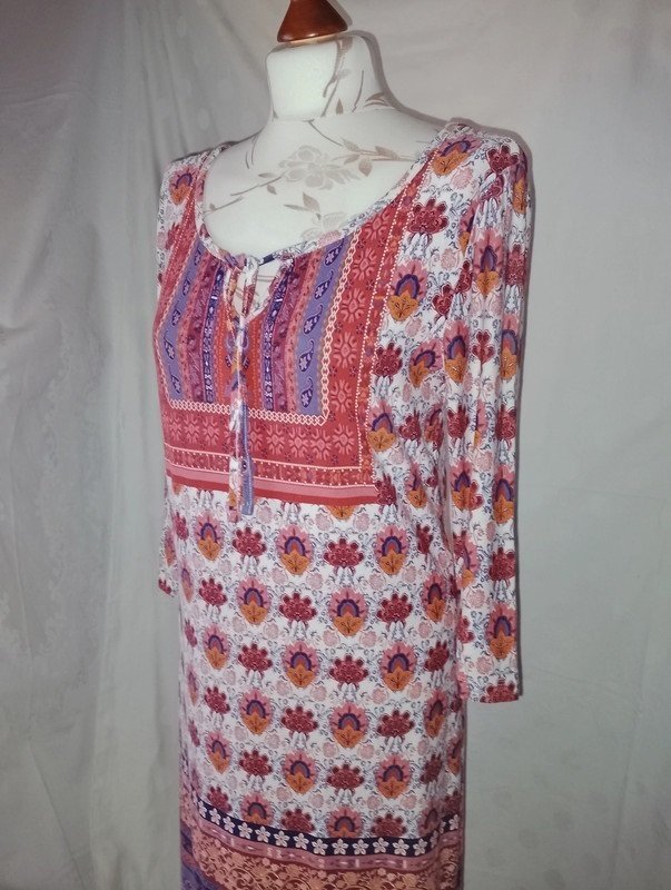 Sheego Damen Kleid Gr.40 L rot lila gemust...toll!