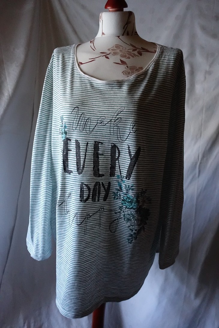 Via Appia Due Damen Langarmshirt Gr.50 weiß grün Motiv