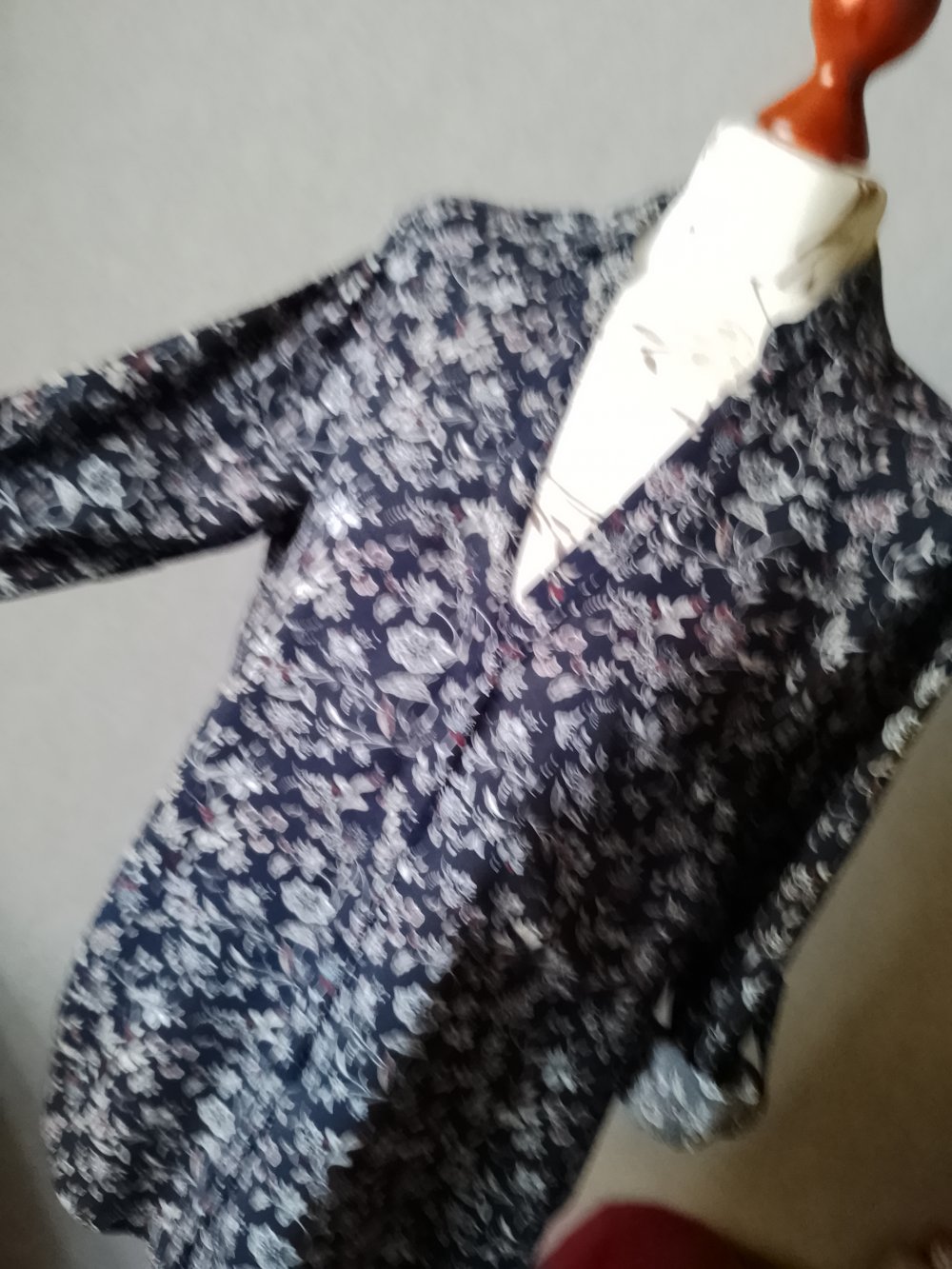 Zara Basic Damen Herbst Bluse Tunika Gr.L 42 blau geblümt