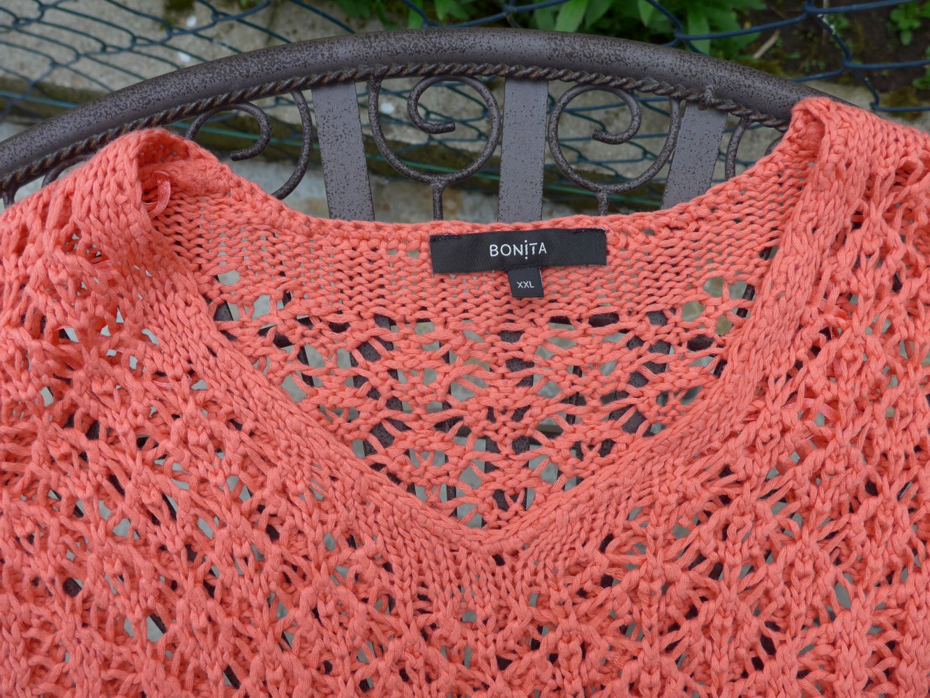 Super schicker Häckelpulli  Gr. 48 in einem schönen orange von Bonita zum Drüberziehen