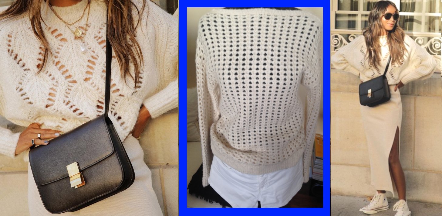 Netzpulli Ajour-Pullover in Ecru Gr. 36 TOP ZUSTAND!