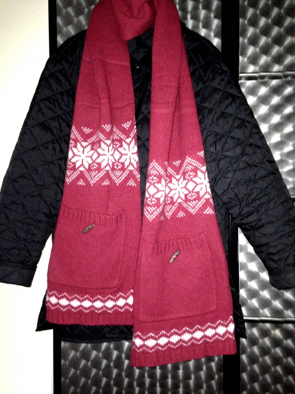 XL Strickschal, Schal & Handschuhe all-in-one, Norweger-Muster TOP ZUSTAND!