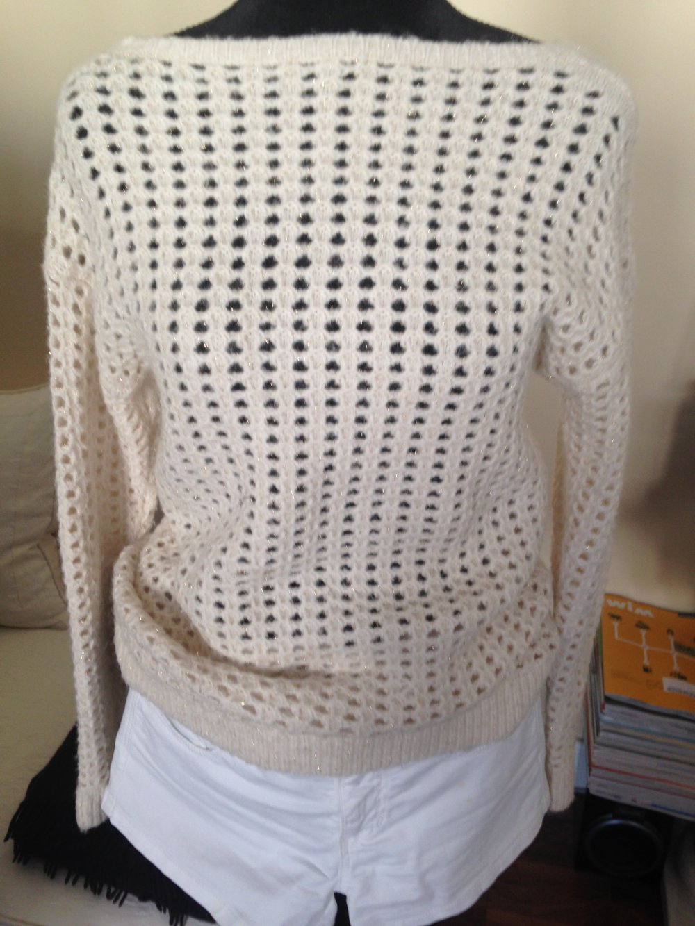 Netzpulli Ajour-Pullover in Ecru Gr. 36 TOP ZUSTAND!
