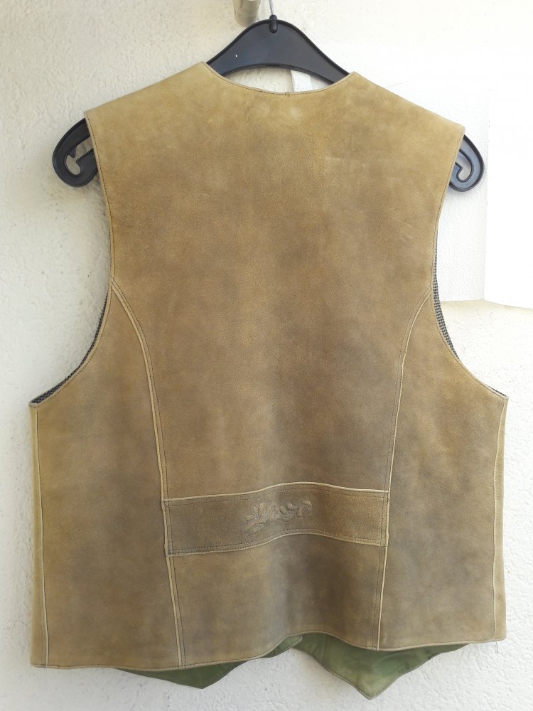 Trachten-Lederweste beige Da. Stickerei 42 L NEU ungetragen