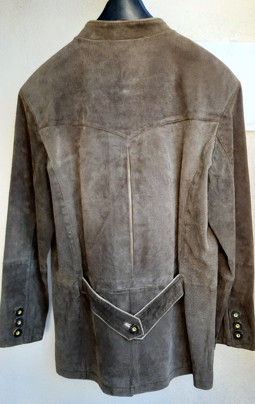 Trachten-Lederjacke bestickt braun Wildleder Gr. 40
