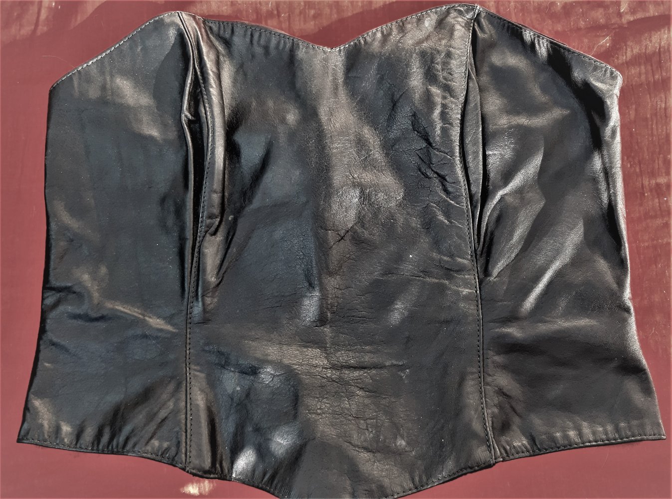 Leder Mieder Top schulterfrei Made in Argentina Gr. L= 40 schwarz