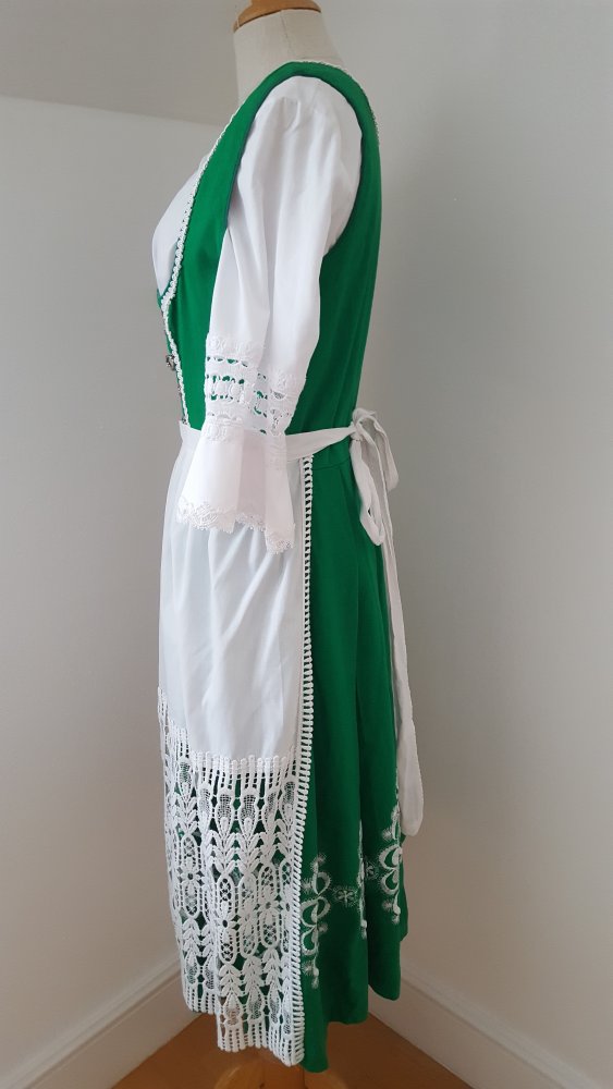 Dirndel Kleid Orginal Schürze Bluse Kette Gr.S Vintage 