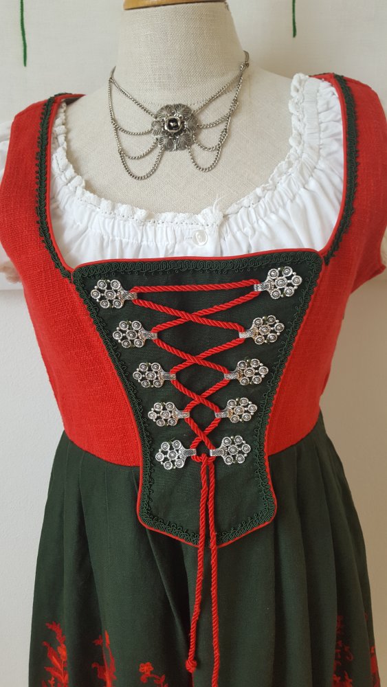 Dirndl Strässer Gr.S 36 Trachten Vintage Oktoberfest Kette Bluse