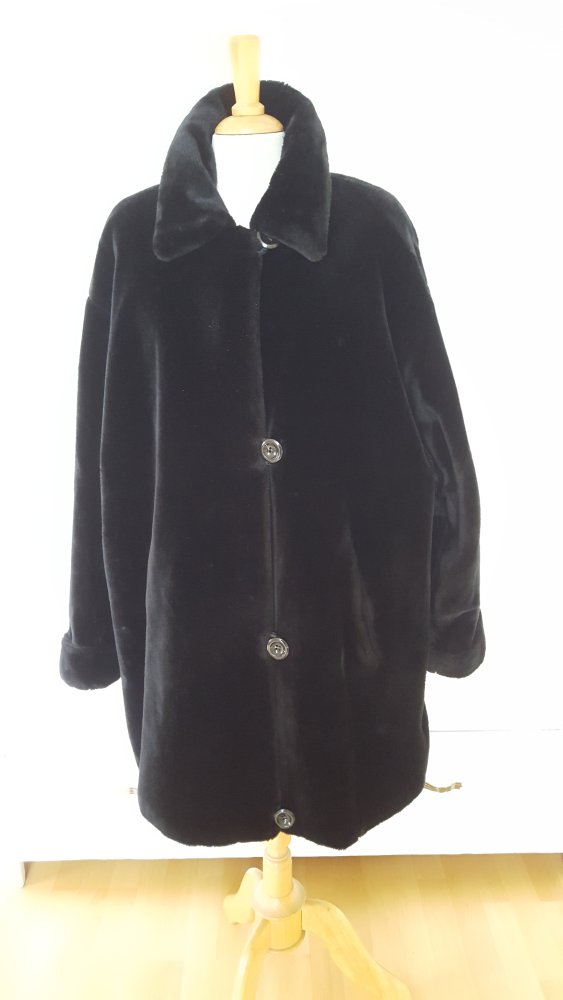 Mantel Webpelzmantel Winter schwarz edel Kunstfell Kunstpelz L 40