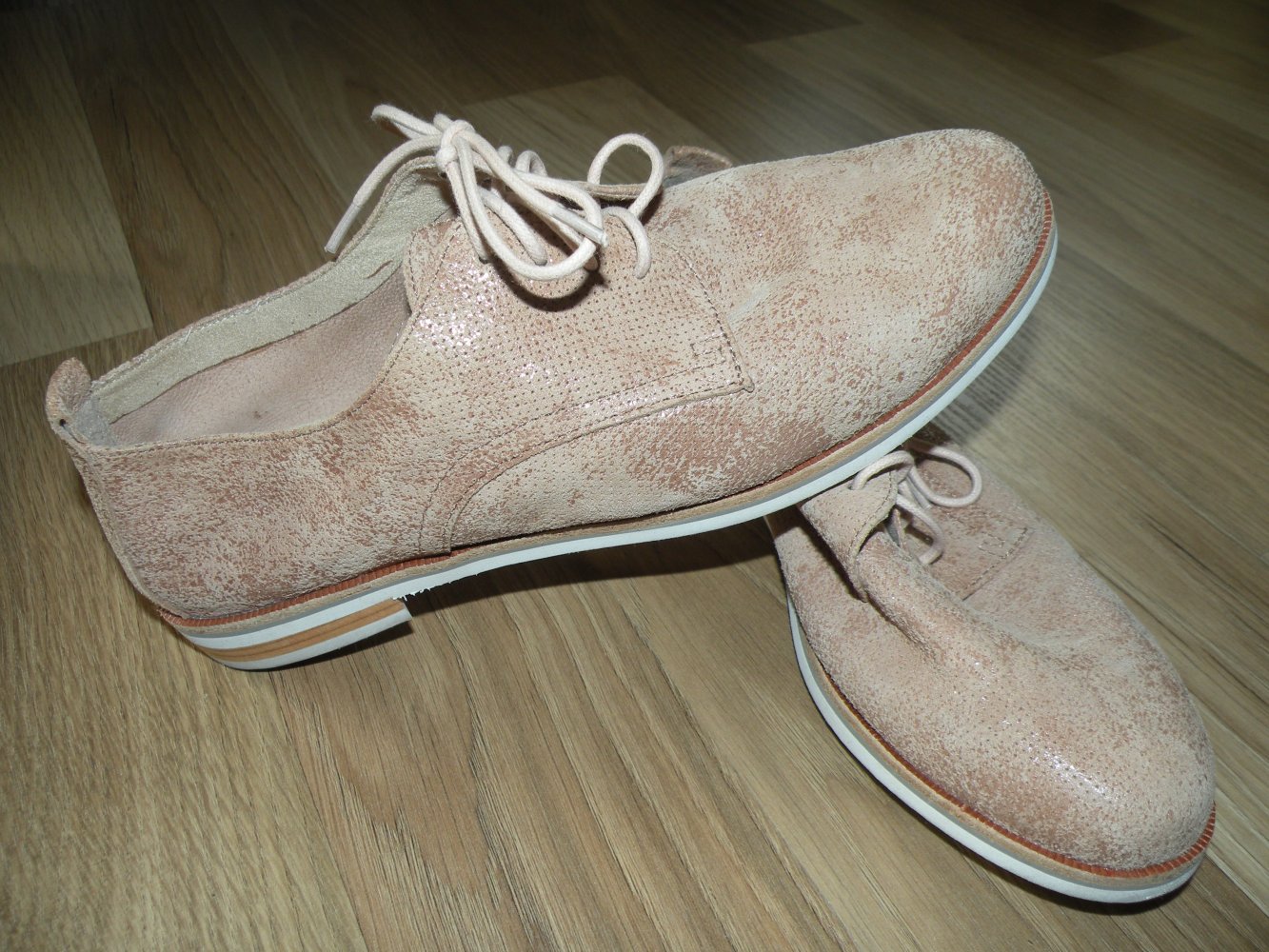 Damen Sneaker Schnürschuhe Gr. 39 Caprice 2x getragen top altrosa Leder Frühling