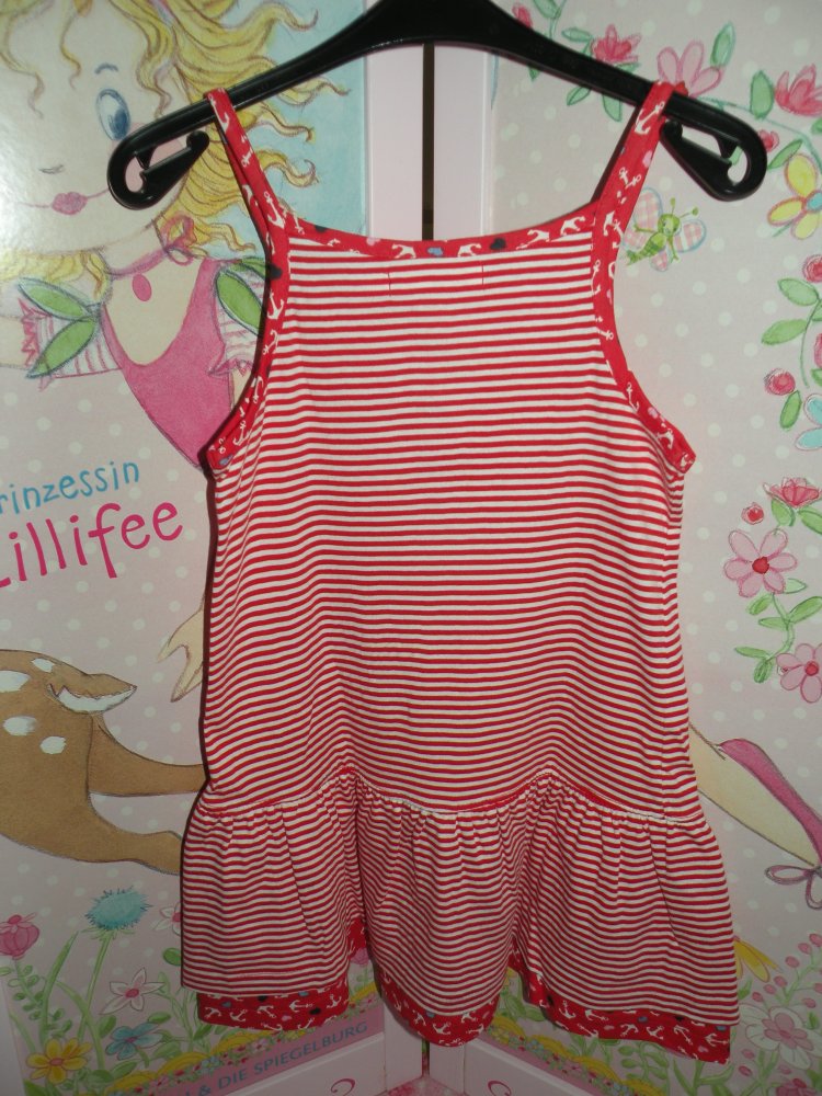 Mädchen Träger Kleid Sommerkleid Rot Weiß maritim Anker Bon Prix BPC Gr. 116 122 NEU