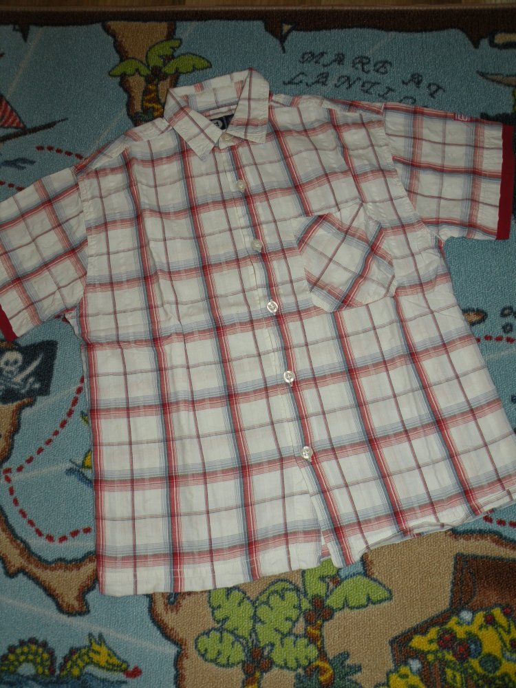 Jungen Kurzarm Hemd Gr 134 140 super Zustand C&A blau rot weiss kariert Strand Sommer Urlaub