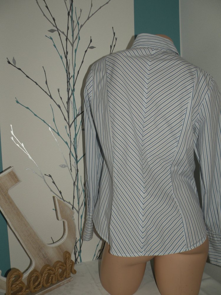 Damen Mädchen Langarm Stretch Bluse Tunika maritim s.Oliver Gr 40 Blau Weiß gestreift top Zustand