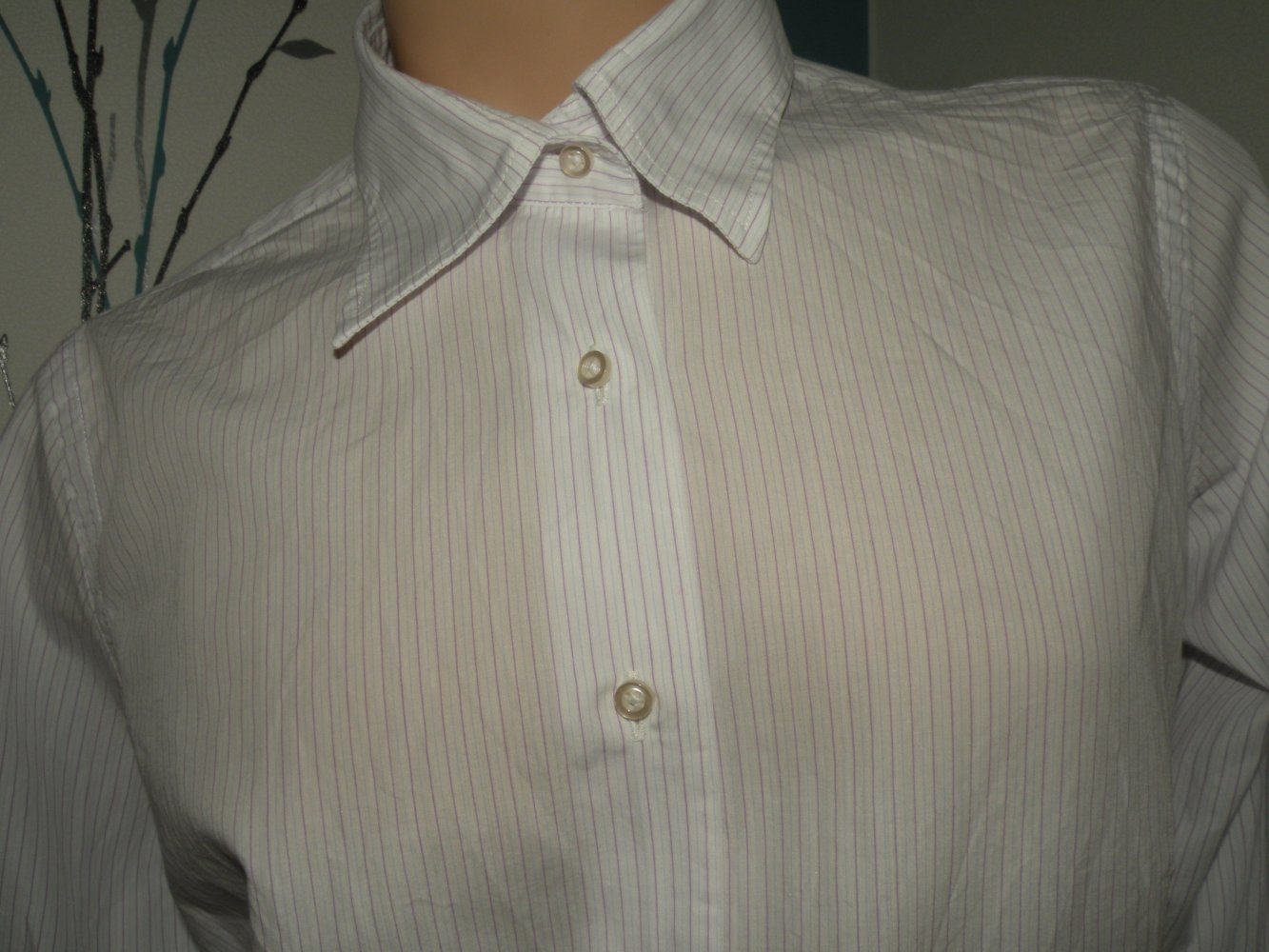 Damen Mädchen Langarm Bluse Tunika Gr L 40 Milano Donna Weiß Lila Hellblau gestreift top