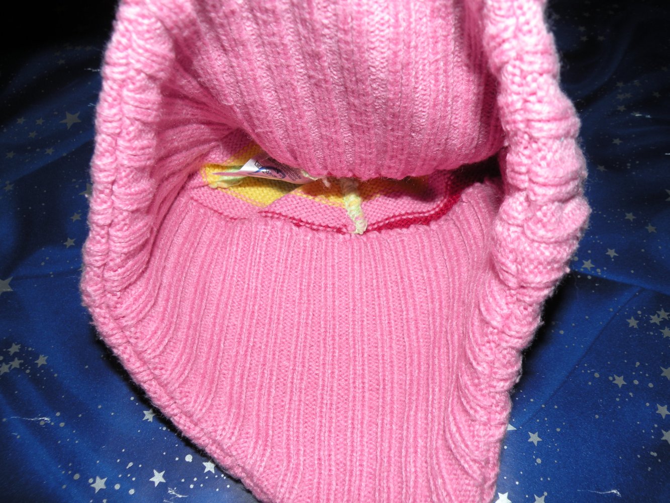 Winter H&M Inka Mütze pink gemustert Gr 86 92 98 Bommel