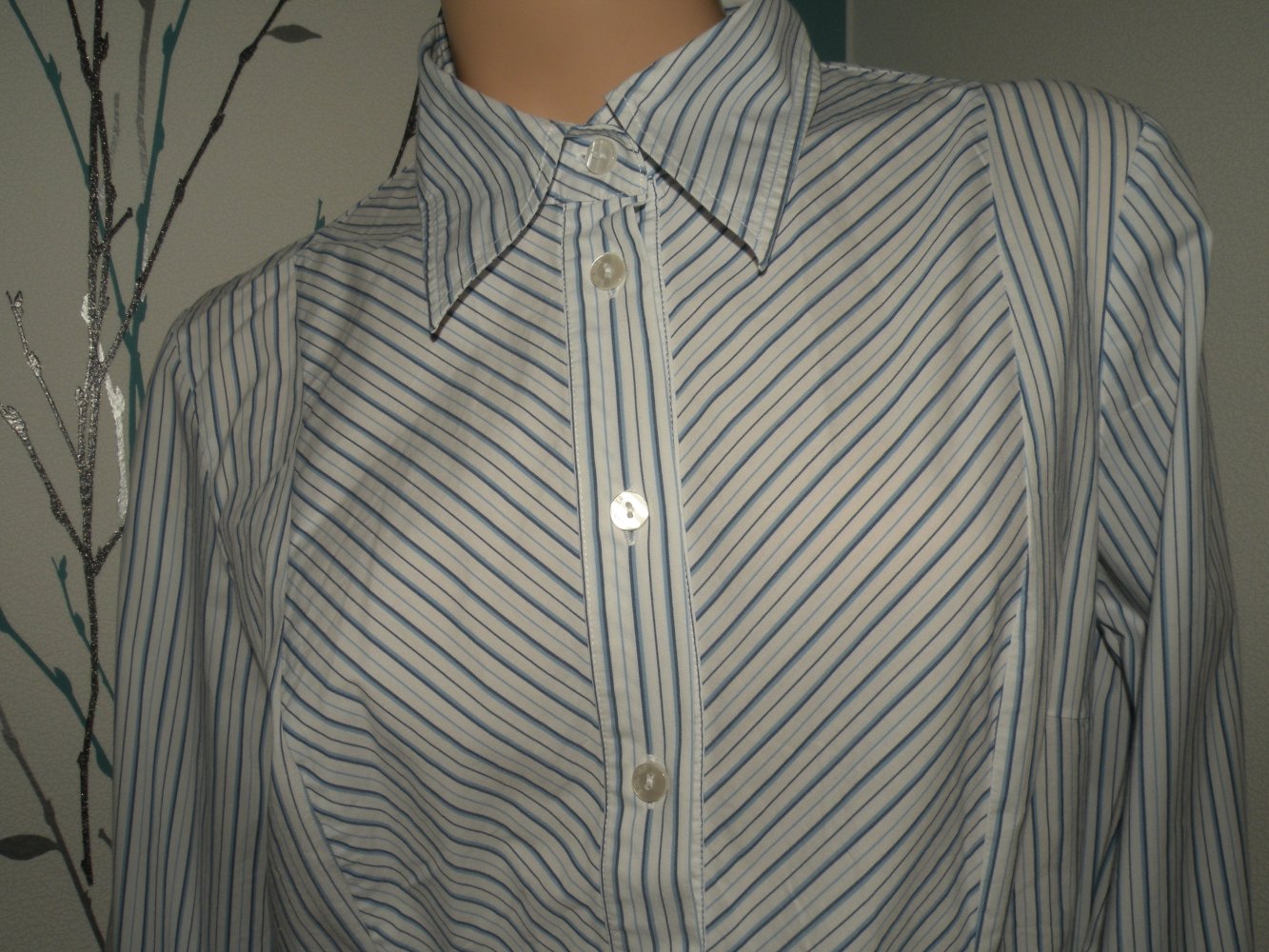 Damen Mädchen Langarm Stretch Bluse Tunika maritim s.Oliver Gr 40 Blau Weiß gestreift top Zustand
