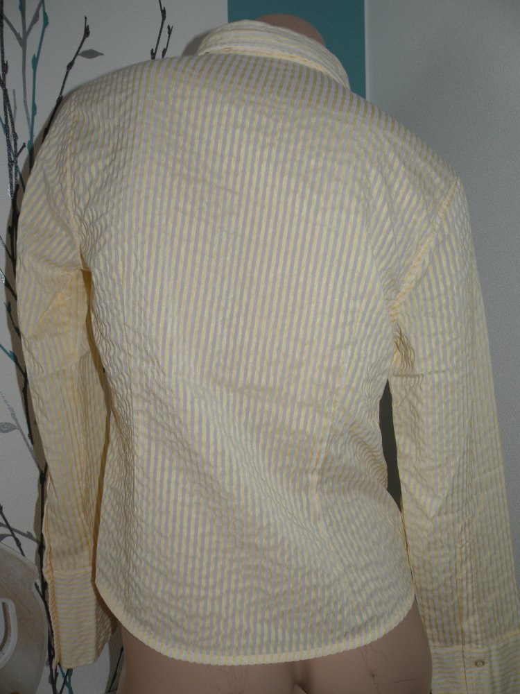 Damen Mädchen Zero Stretch Langarm Bluse Tunika Gr 38 M Weiß Gelb Neu ungetragen